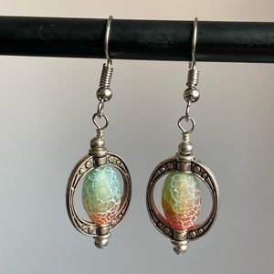 🌸 2 for $15 sale 🌸 Fire Agate Dangle Earrings Handmade
